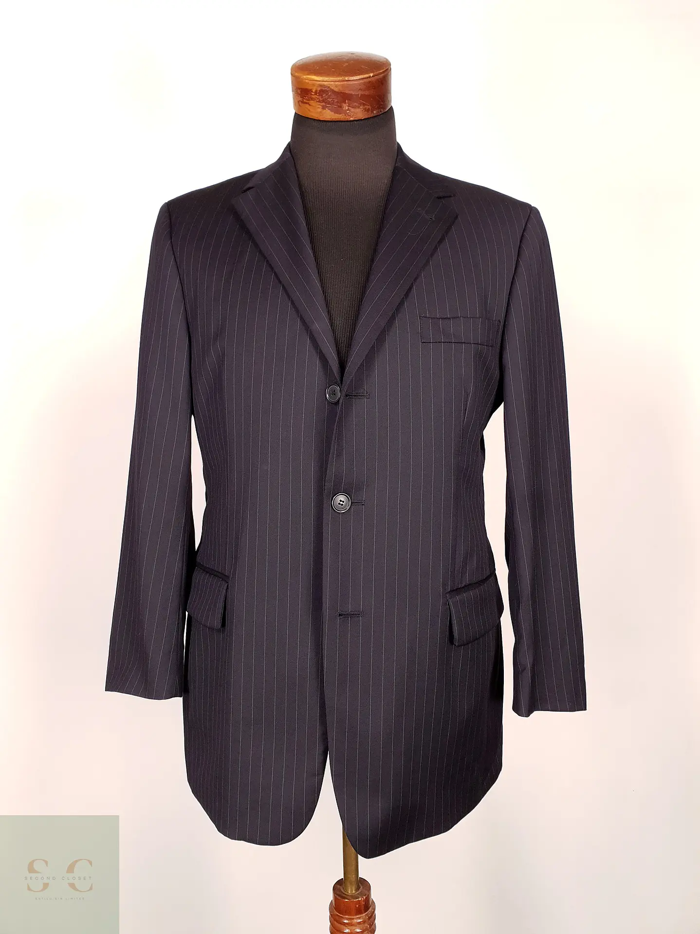 Blazer Roy Robson Azul Rayas Italiano 100% Lana Virgen Talla SM 2