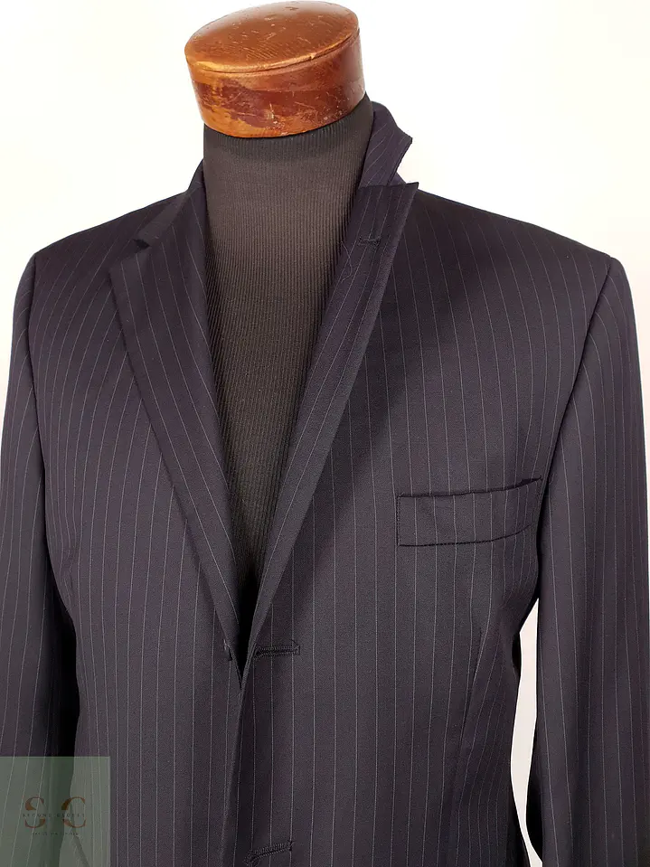 Blazer Roy Robson Azul Rayas Italiano 100% Lana Virgen Talla SM 3