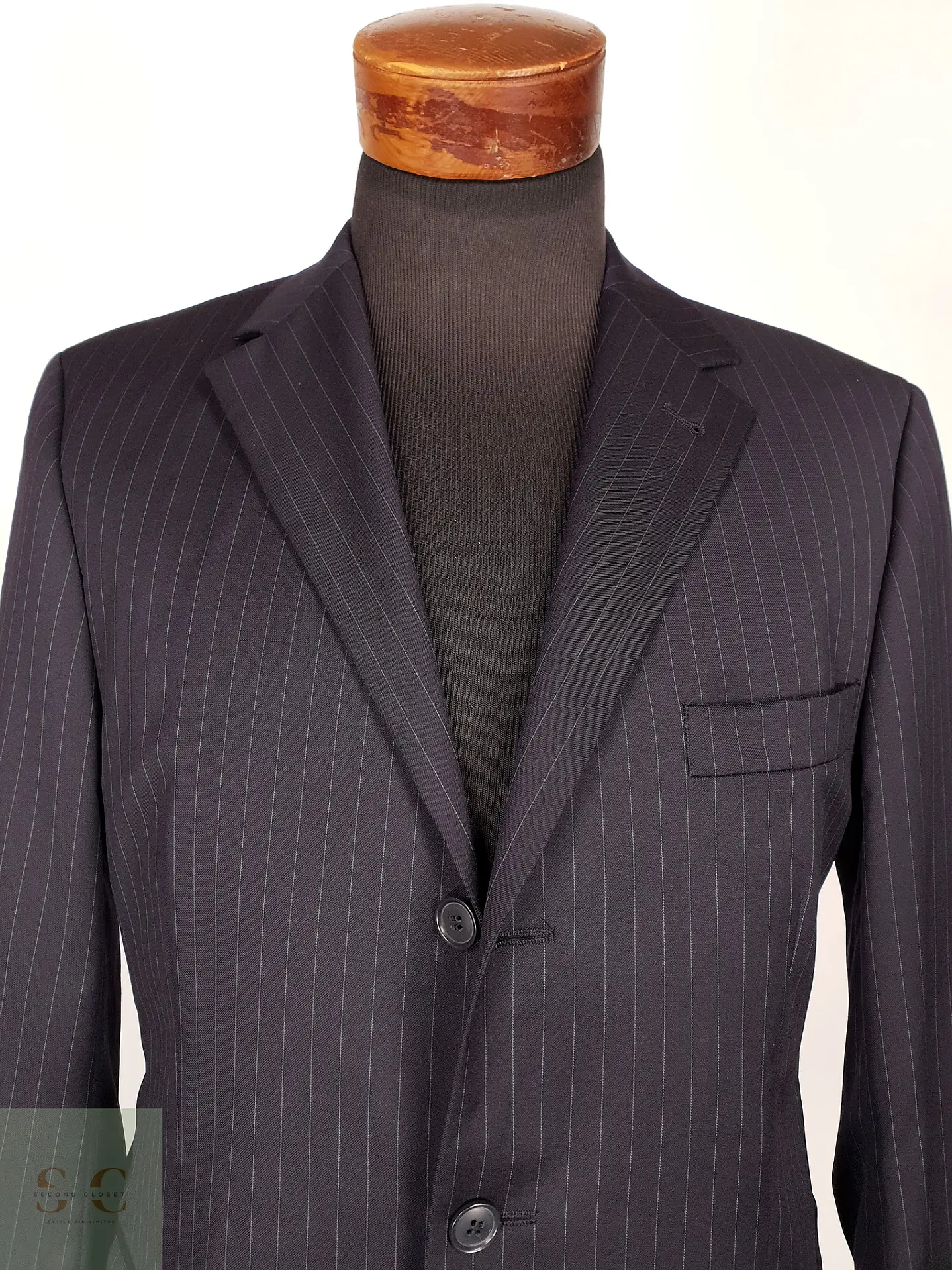 Blazer Roy Robson Azul Rayas Italiano 100% Lana Virgen Talla SM 4