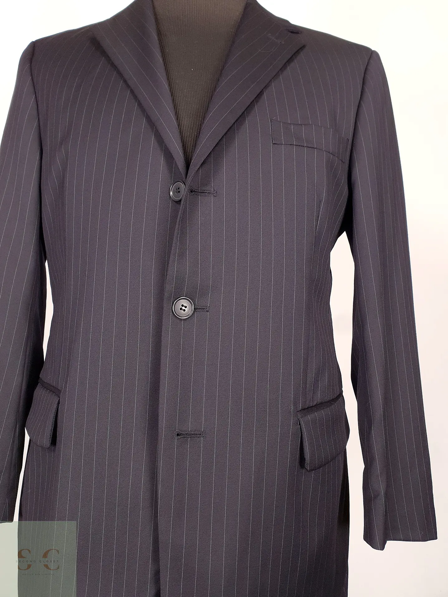 Blazer Roy Robson Azul Rayas Italiano 100% Lana Virgen Talla SM 6