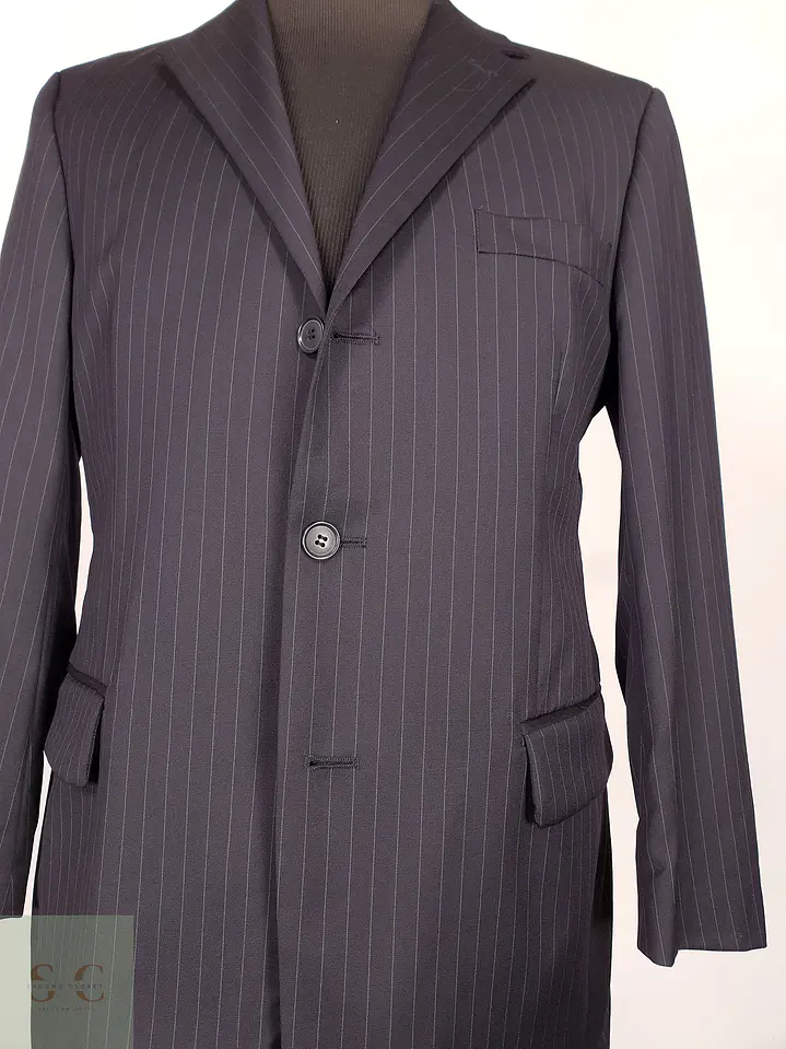 Blazer Roy Robson Azul Rayas Italiano 100% Lana Virgen Talla SM 6