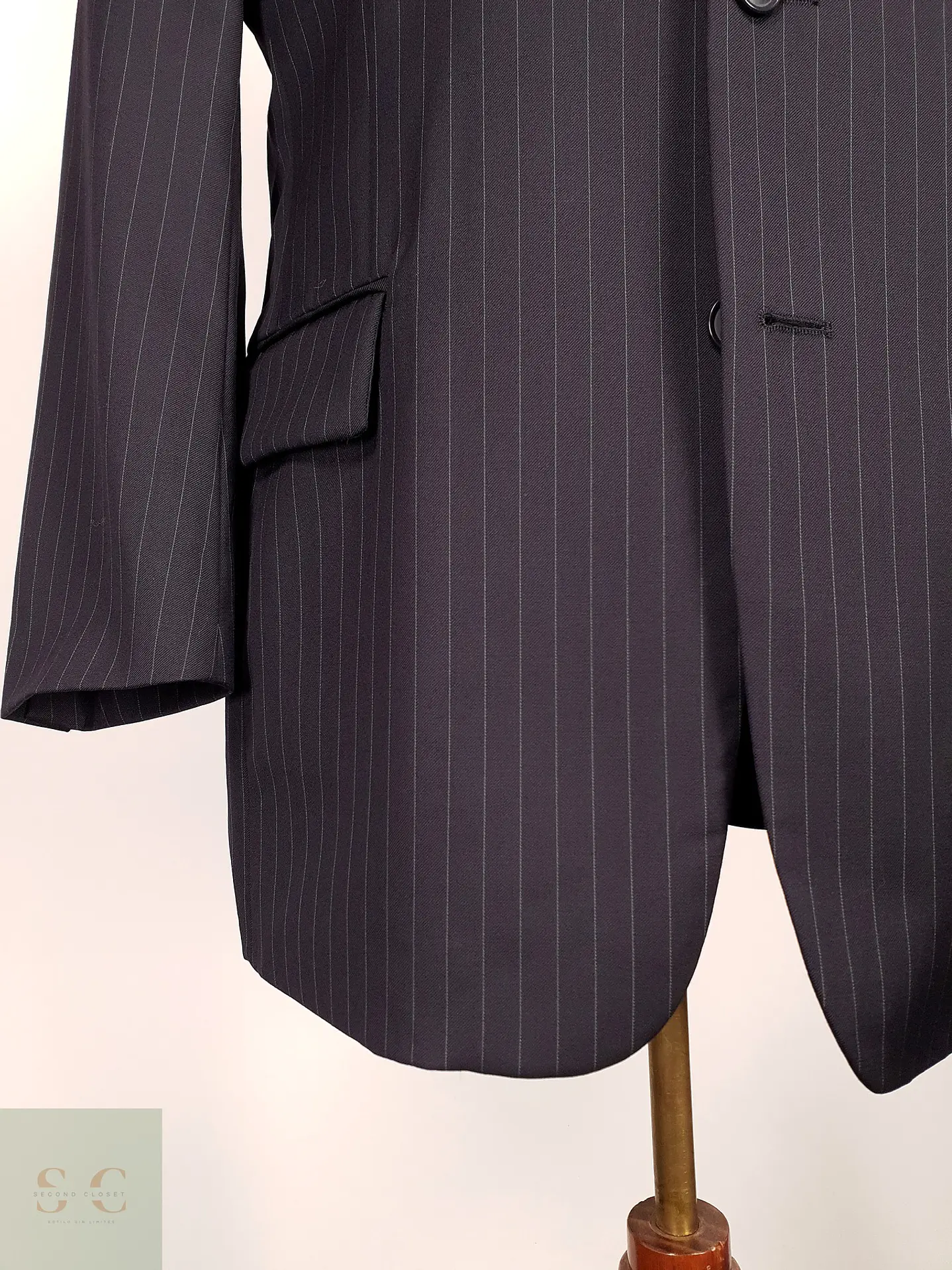 Blazer Roy Robson Azul Rayas Italiano 100% Lana Virgen Talla SM 7