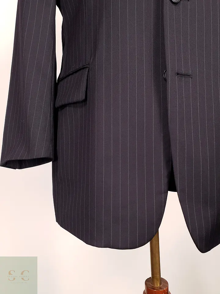 Blazer Roy Robson Azul Rayas Italiano 100% Lana Virgen Talla SM 7