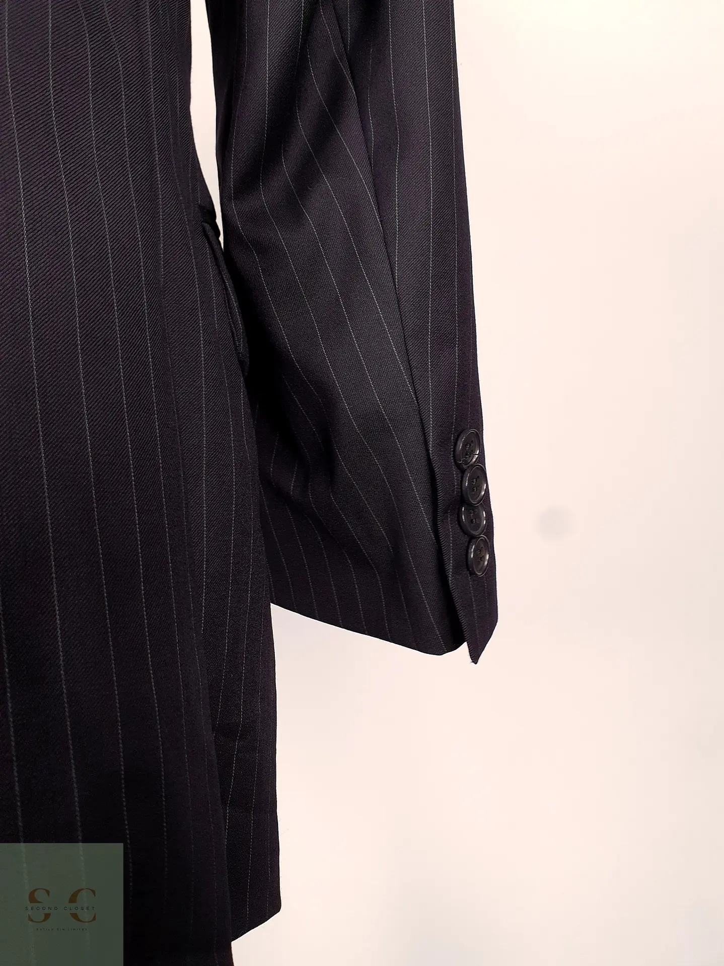 Blazer Roy Robson Azul Rayas Italiano 100% Lana Virgen Talla SM 8