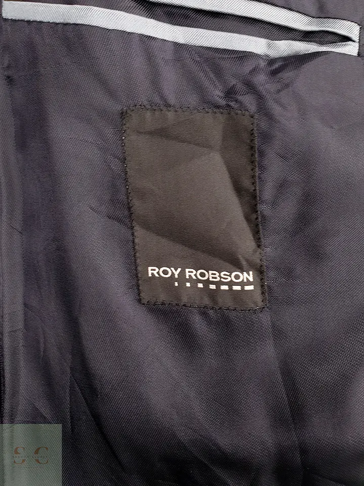 Blazer Roy Robson Azul Rayas Italiano 100% Lana Virgen Talla SM 11