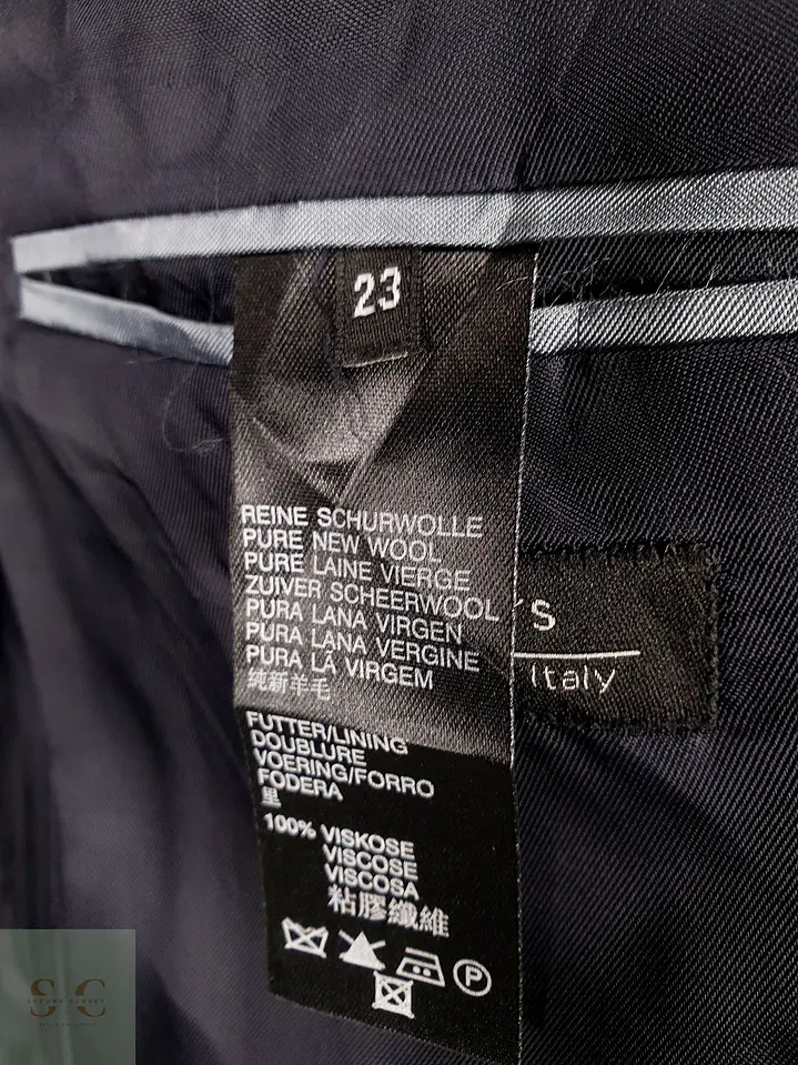 Blazer Roy Robson Azul Rayas Italiano 100% Lana Virgen Talla SM 12