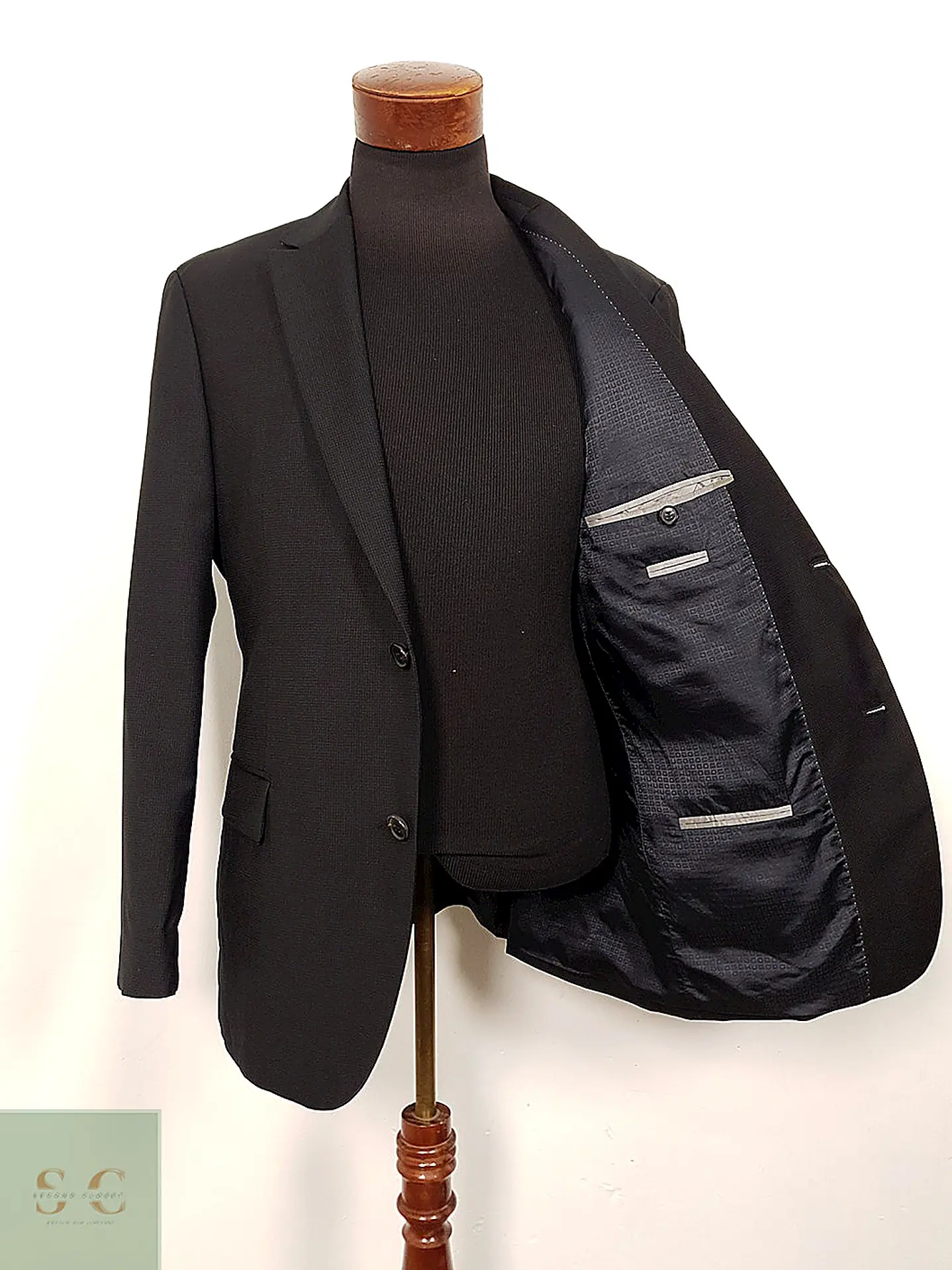 Blazer Hugo Boss negro lana virgen Pasini1 sastrería alemana TALLA M 3