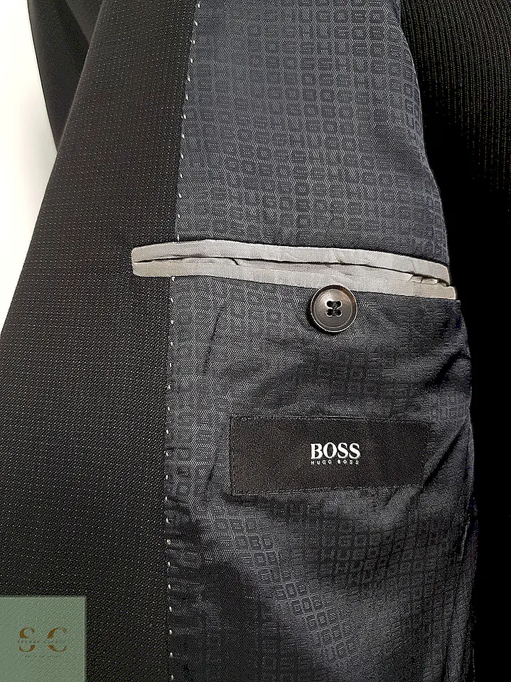 Blazer Hugo Boss negro lana virgen Pasini1 sastrería alemana TALLA M 4