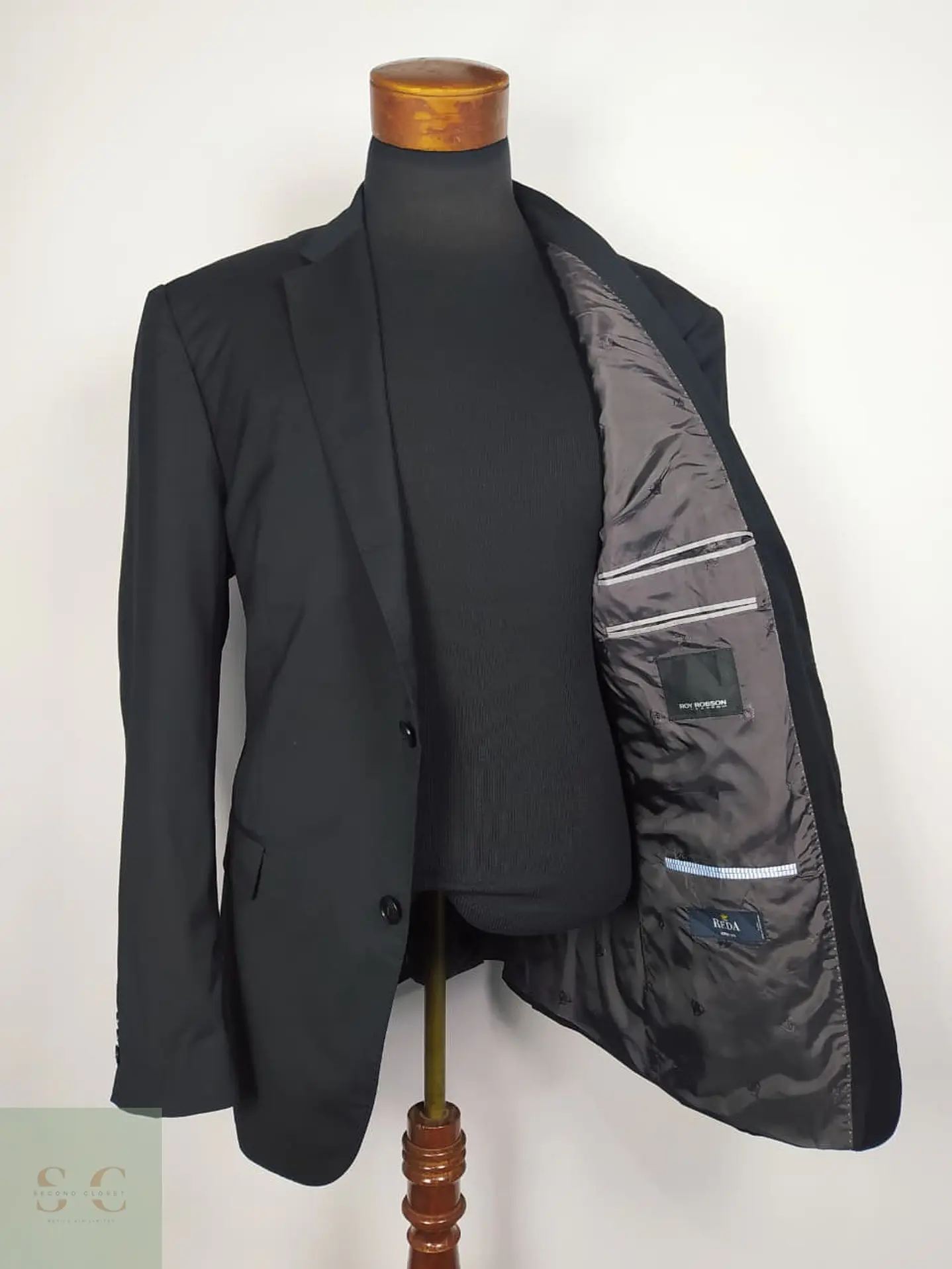 Blazer Roy Robson Reda Superfine 100% Lana Virgen – Negro Slim Fit – Talla XL 5