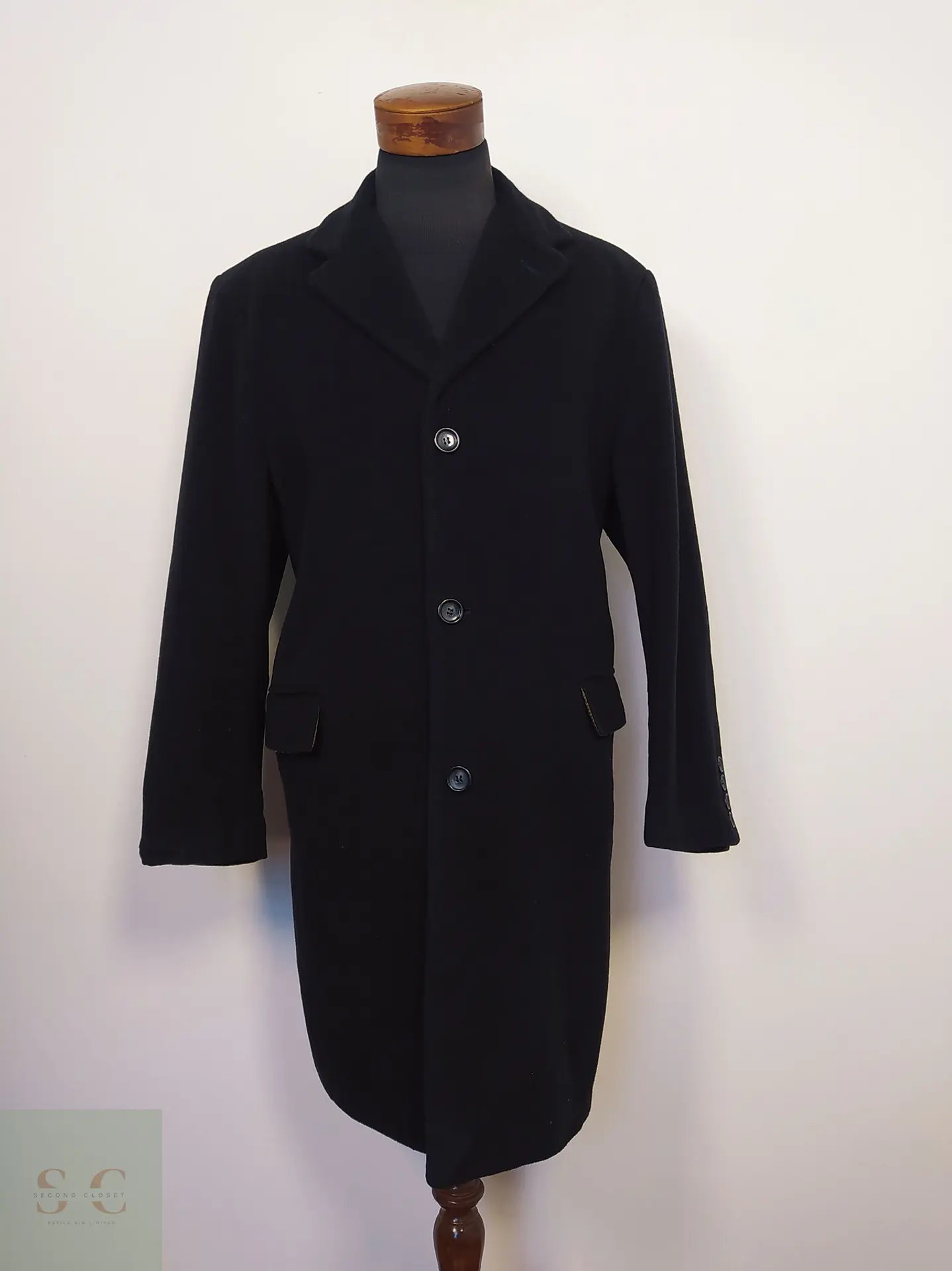 Abrigo elegante clásico Premium PKZ Lana Negro – TALLA LXL 2