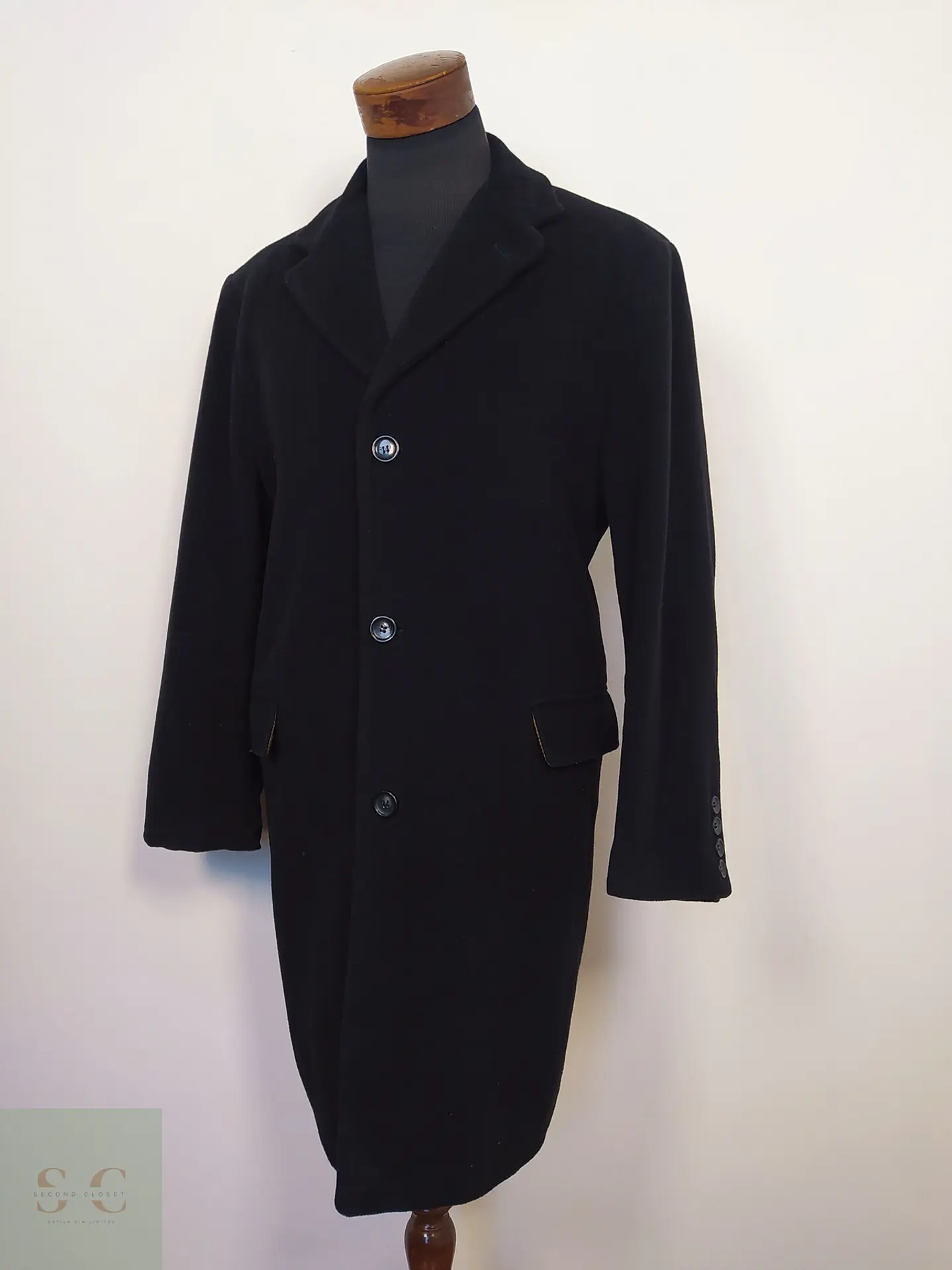 Abrigo elegante clásico Premium PKZ Lana Negro – TALLA LXL 4