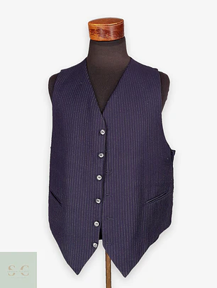 Chaleco Gilet Azul Marino de Lana con Rayas – Talla XL