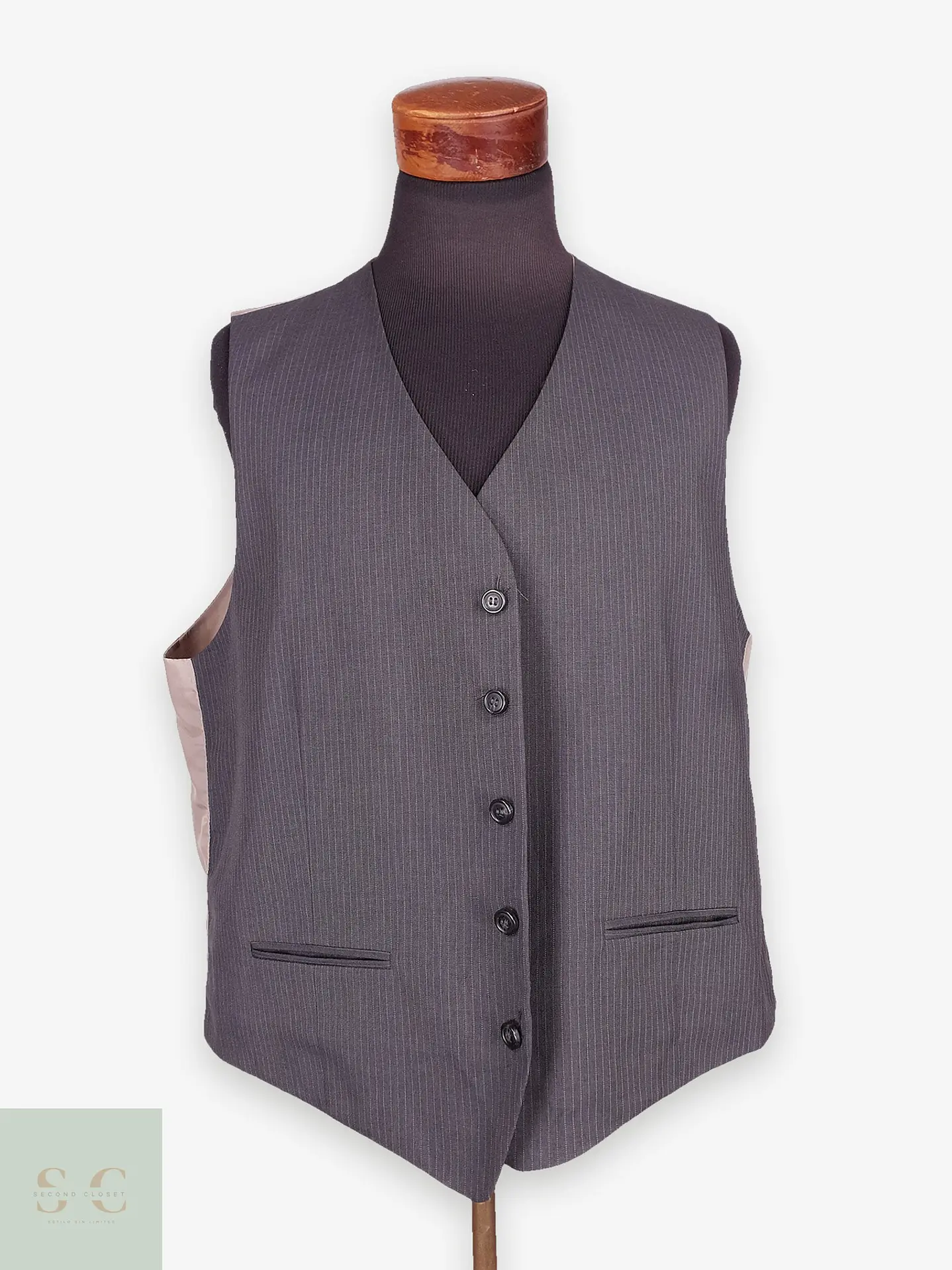 Chaleco Gilet C&A Plomo a Rayas – Talla LXL 1