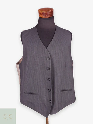 Chaleco Gilet C&A Plomo a Rayas – Talla LXL