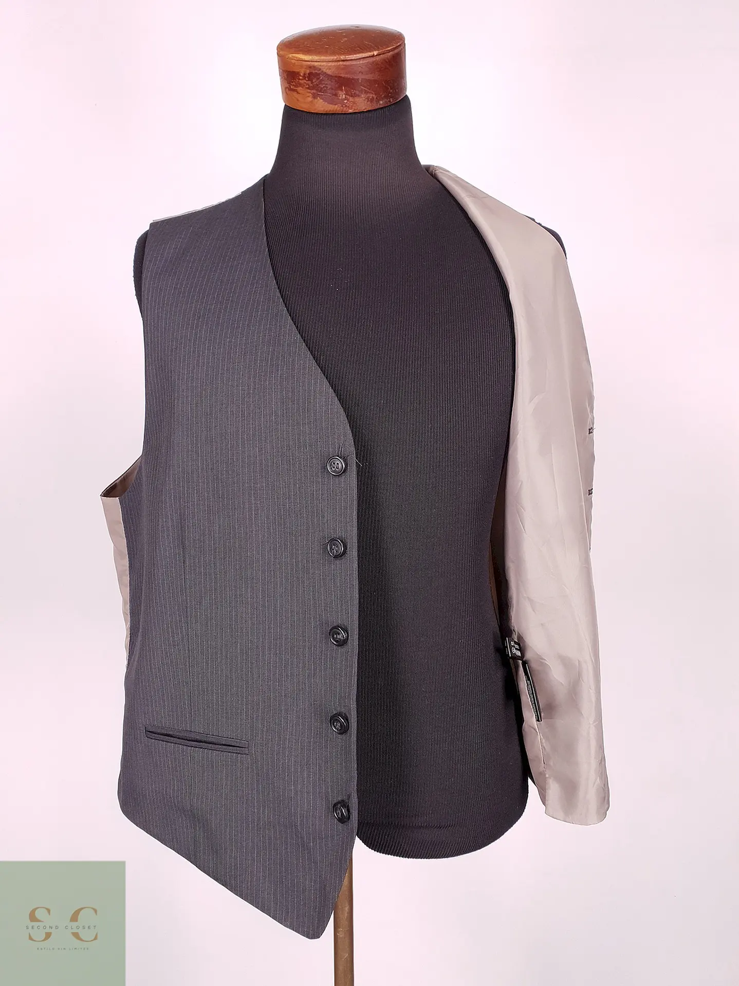 Chaleco Gilet C&A Plomo a Rayas – Talla LXL 3