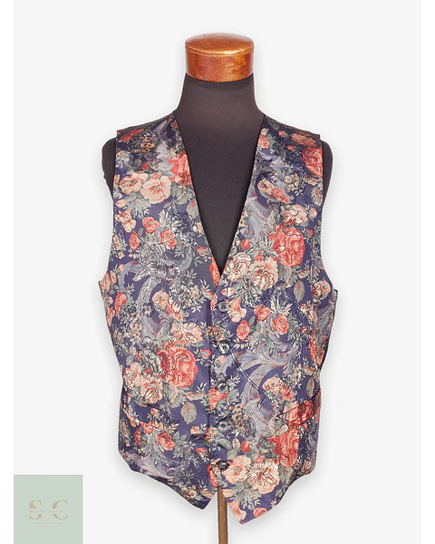 Chaleco Gilet Theo Kollin Diseño Flores Talla LXL