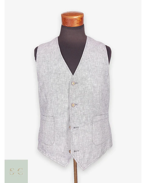Chaleco Gilet Calamar Celeste Lino Algodón Talla SM