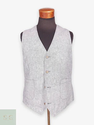 Chaleco Gilet Calamar Celeste Lino Algodón Talla SM