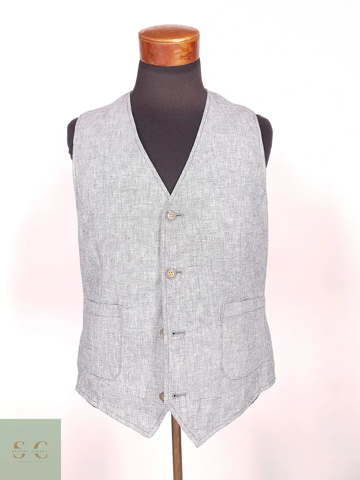 Chaleco Gilet Calamar Celeste Lino Algodón Talla SM 2