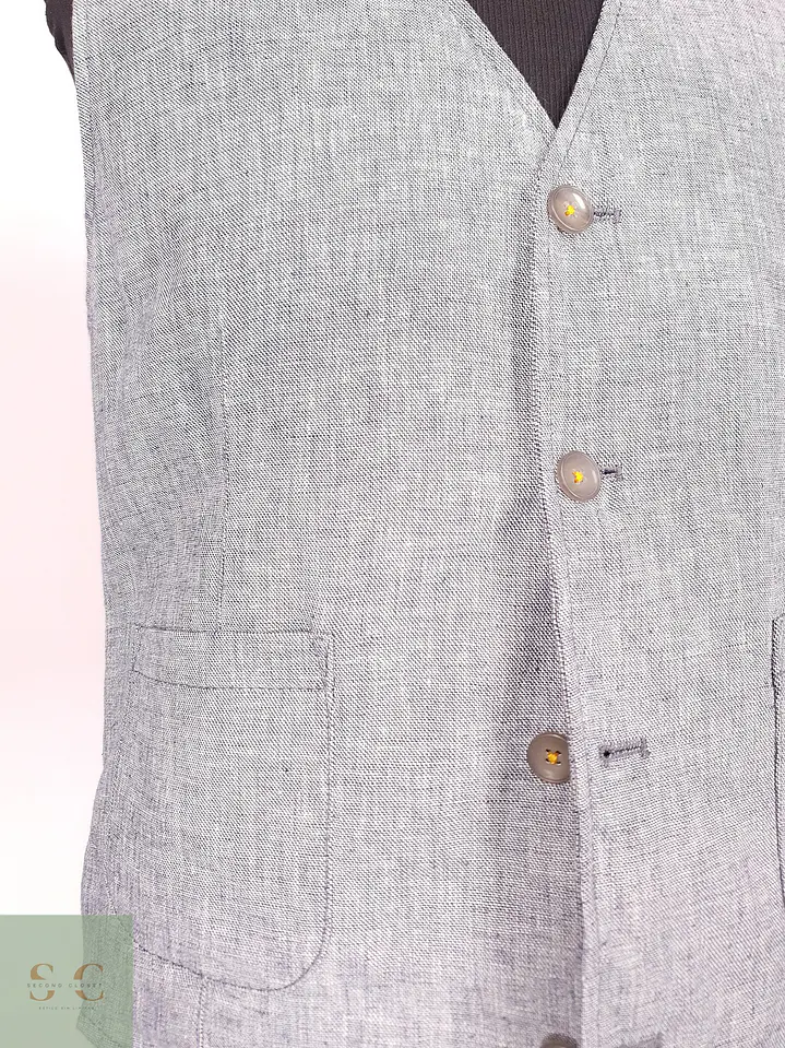 Chaleco Gilet Calamar Celeste Lino Algodón Talla SM 3