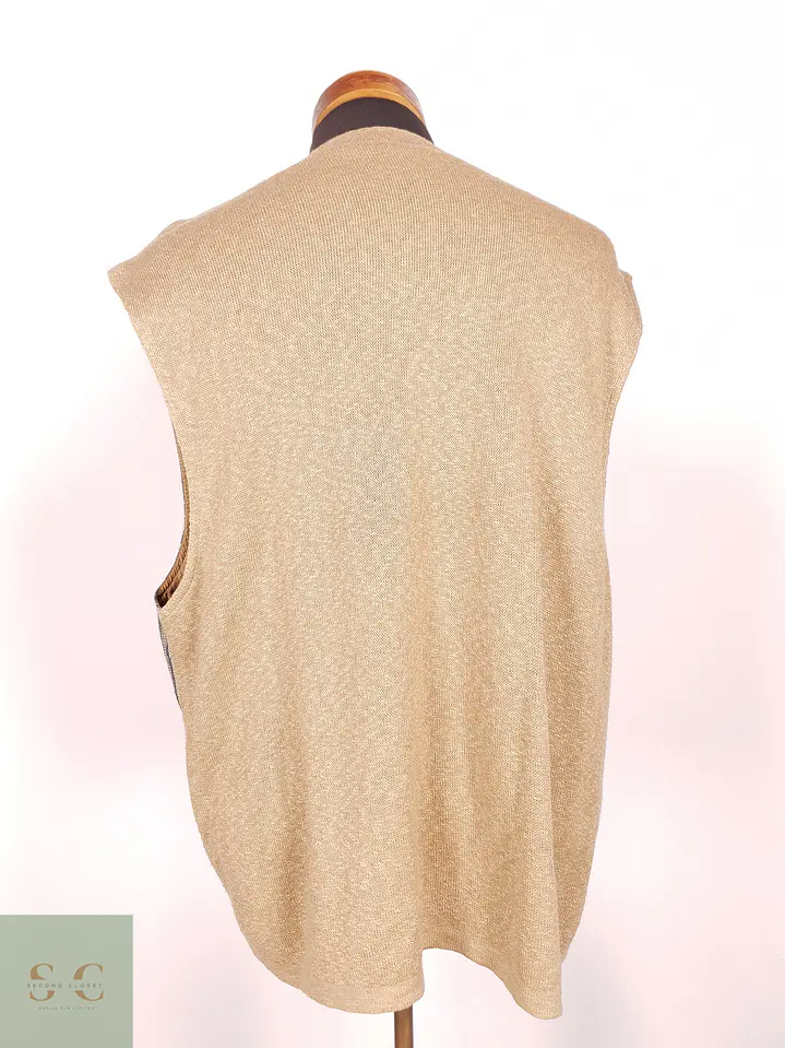 Chaleco Gilet Rayas Azules y Café Algodón Lino Talla 2XL 4