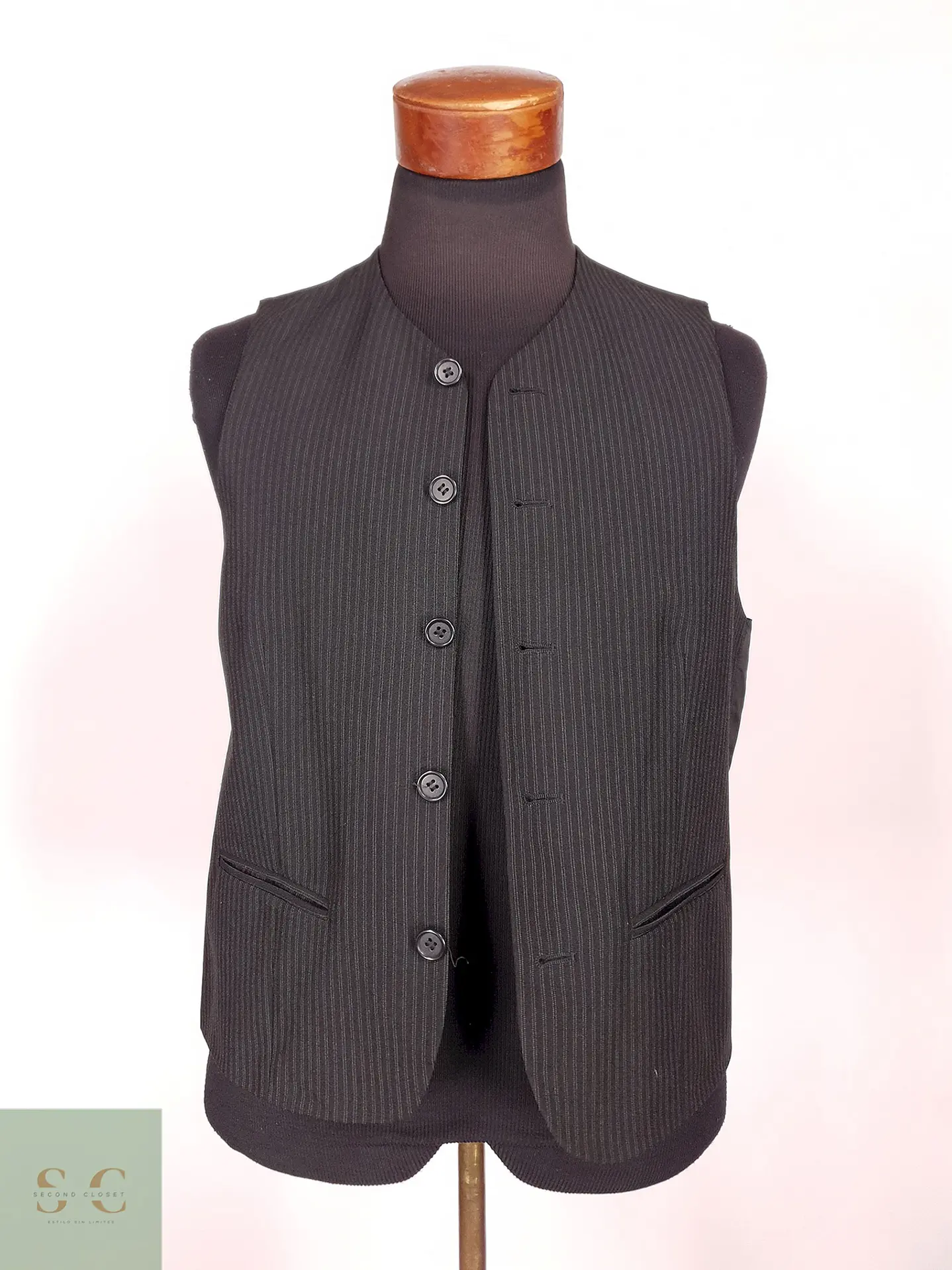 Chaleco Gilet Angelo Litrico Negro Rayas Talla S 2