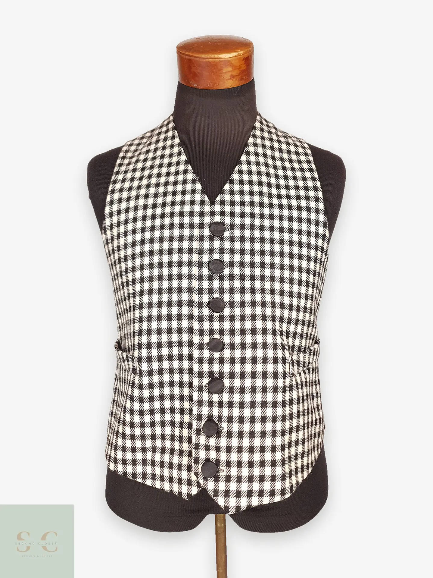 Chaleco Gilet Blanco y Negro Cuadros – Talla S 1
