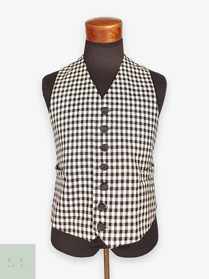 Chaleco Gilet Blanco y Negro Cuadros – Talla S