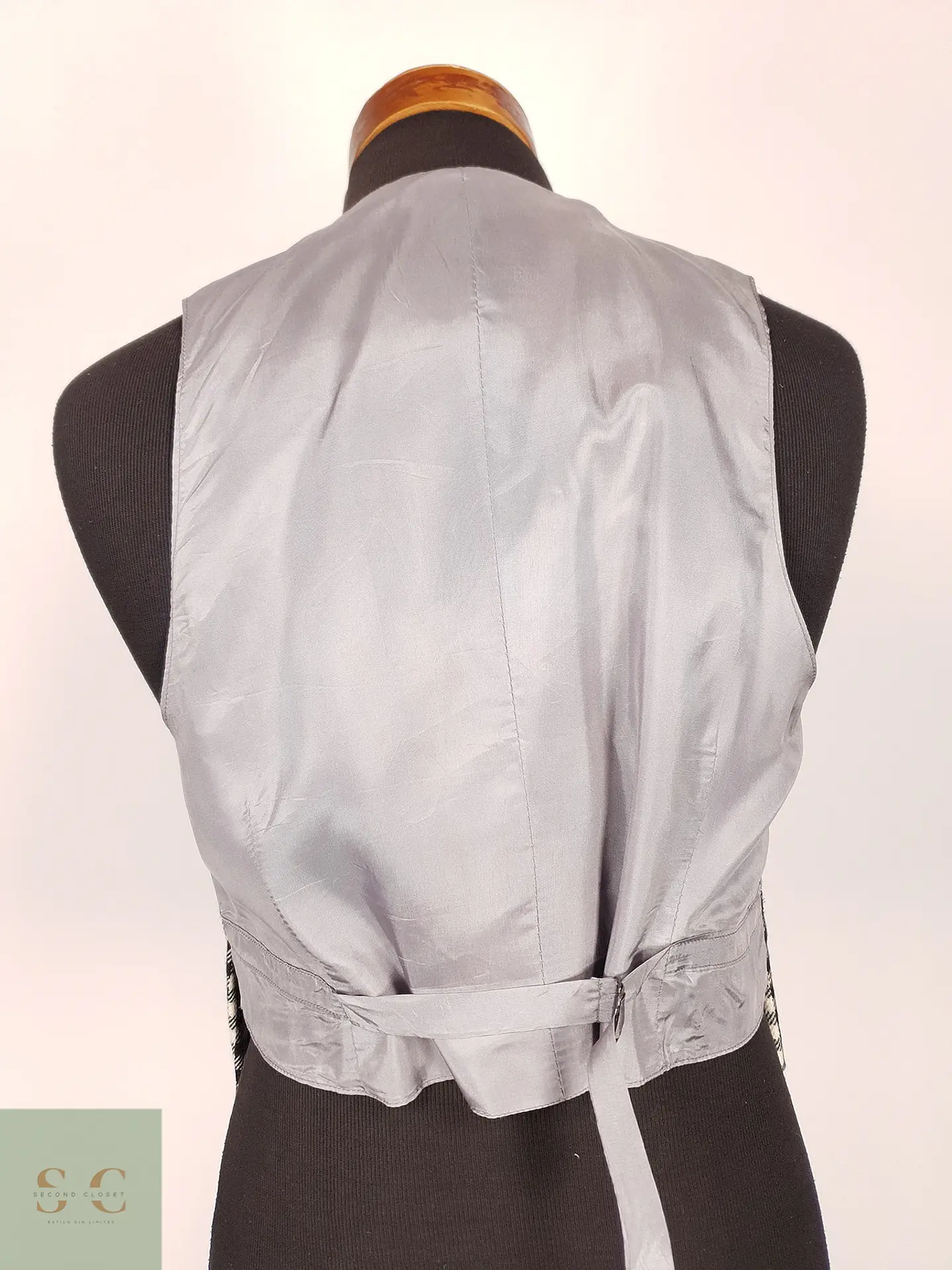 Chaleco Gilet Blanco y Negro Cuadros – Talla S 4