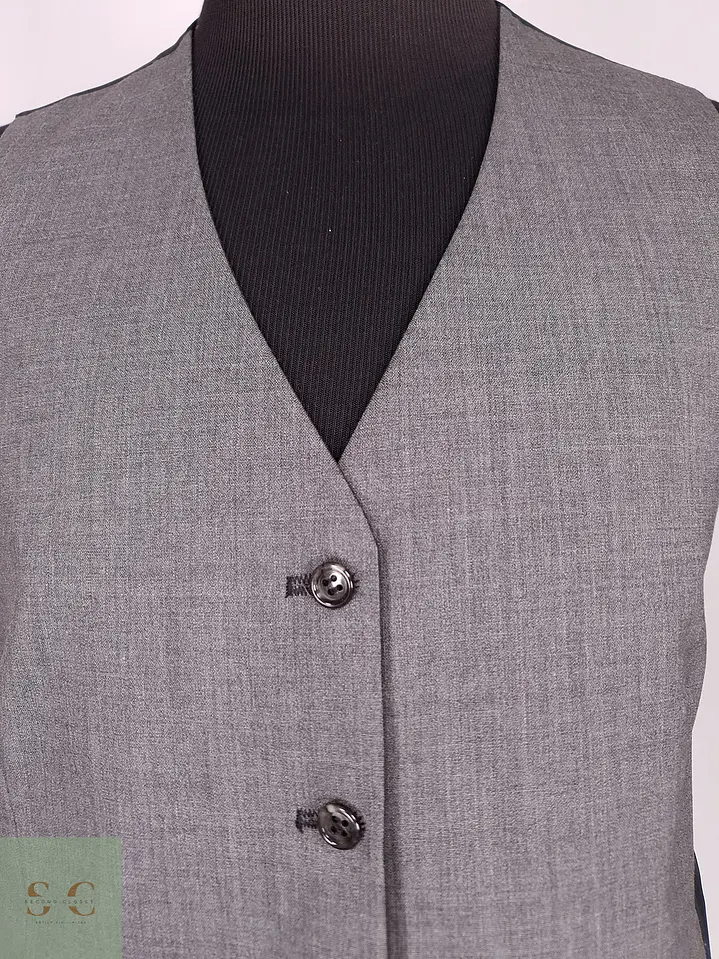Chaleco - Gilet Plomo Gris Reversible Mezcla Lana Virgen Talla M 3