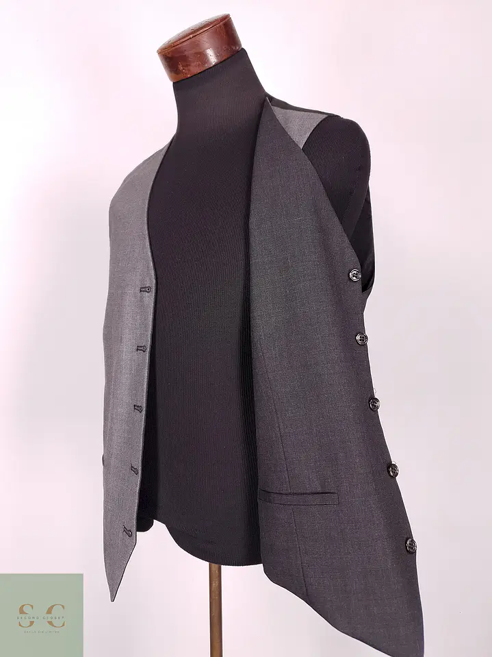 Chaleco - Gilet Plomo Gris Reversible Mezcla Lana Virgen Talla M 4