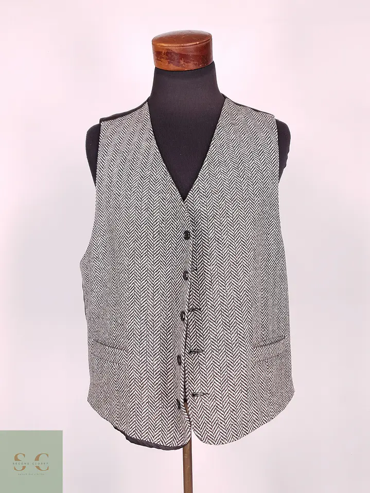Chaleco Gilet Mans Gris Espiga Lana Virgen Talla LXL 2