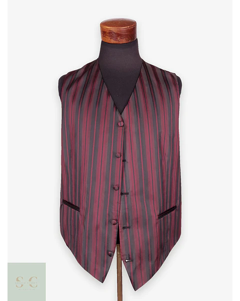 Chaleco Gilet Wilvorst Burdeos Rayas – Botones Forrados – Talla ML