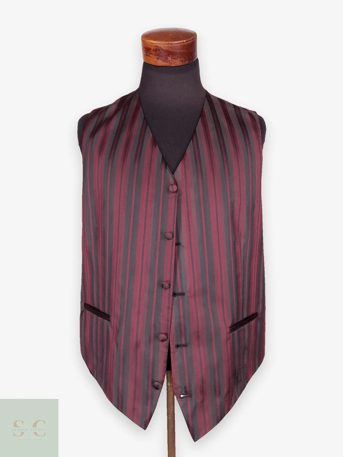 Chaleco Gilet Wilvorst Burdeos Rayas – Botones Forrados – Talla ML 1
