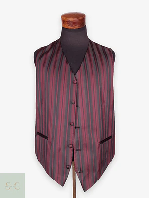 Chaleco Gilet Wilvorst Burdeos Rayas – Botones Forrados – Talla ML