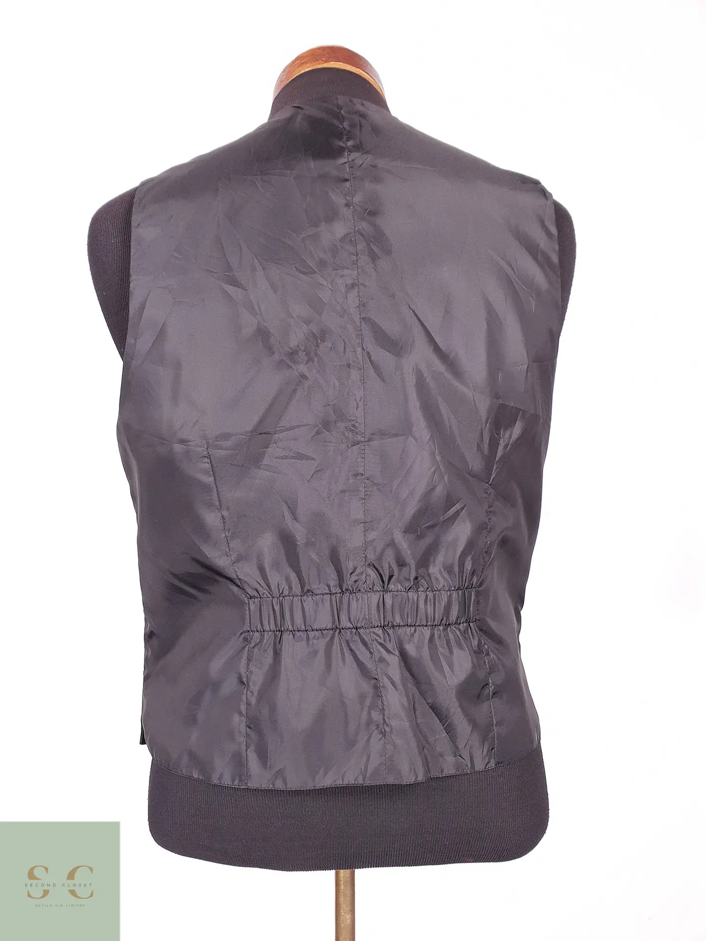 Chaleco - Gilet C&A Negro Rayas Plomo Reversible Talla S 4
