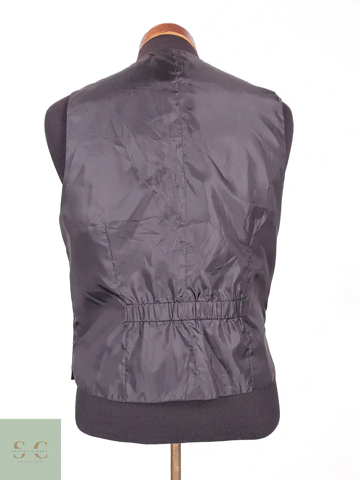 Chaleco - Gilet C&A Negro Rayas Plomo Reversible Talla S 4
