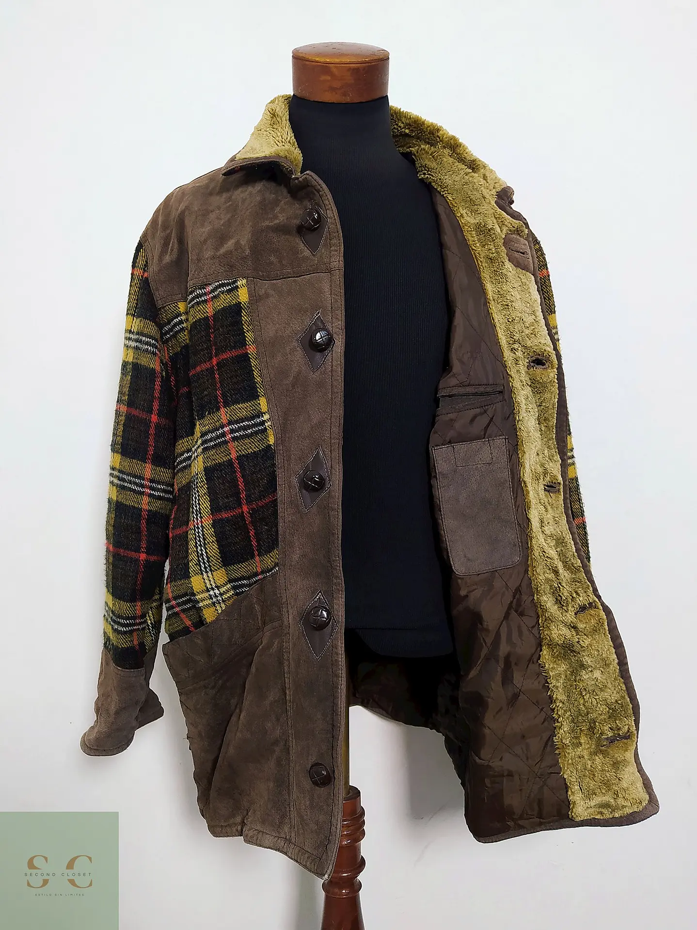 Chaqueta Cuero y Lana Vintage TALLA XL 2