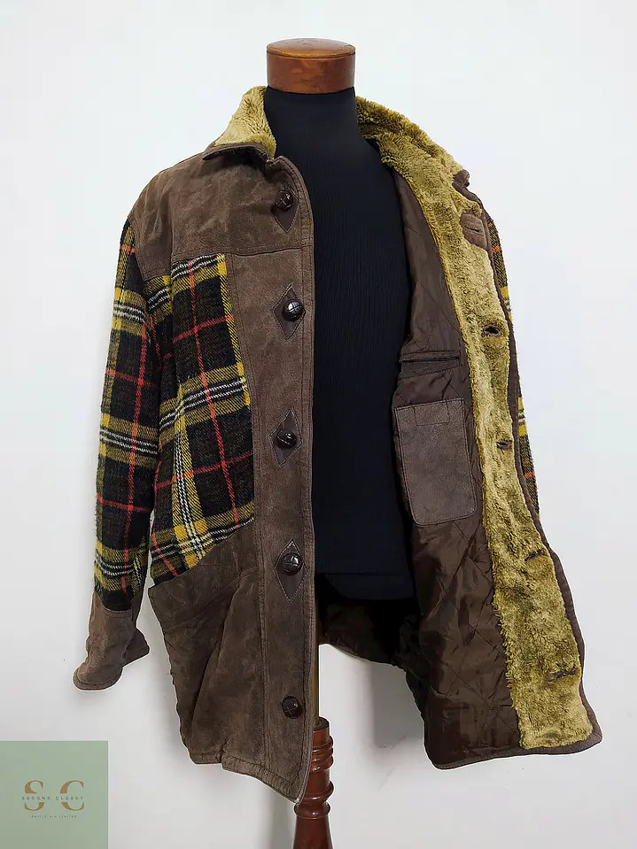 Chaqueta Cuero y Lana Vintage TALLA XL 2