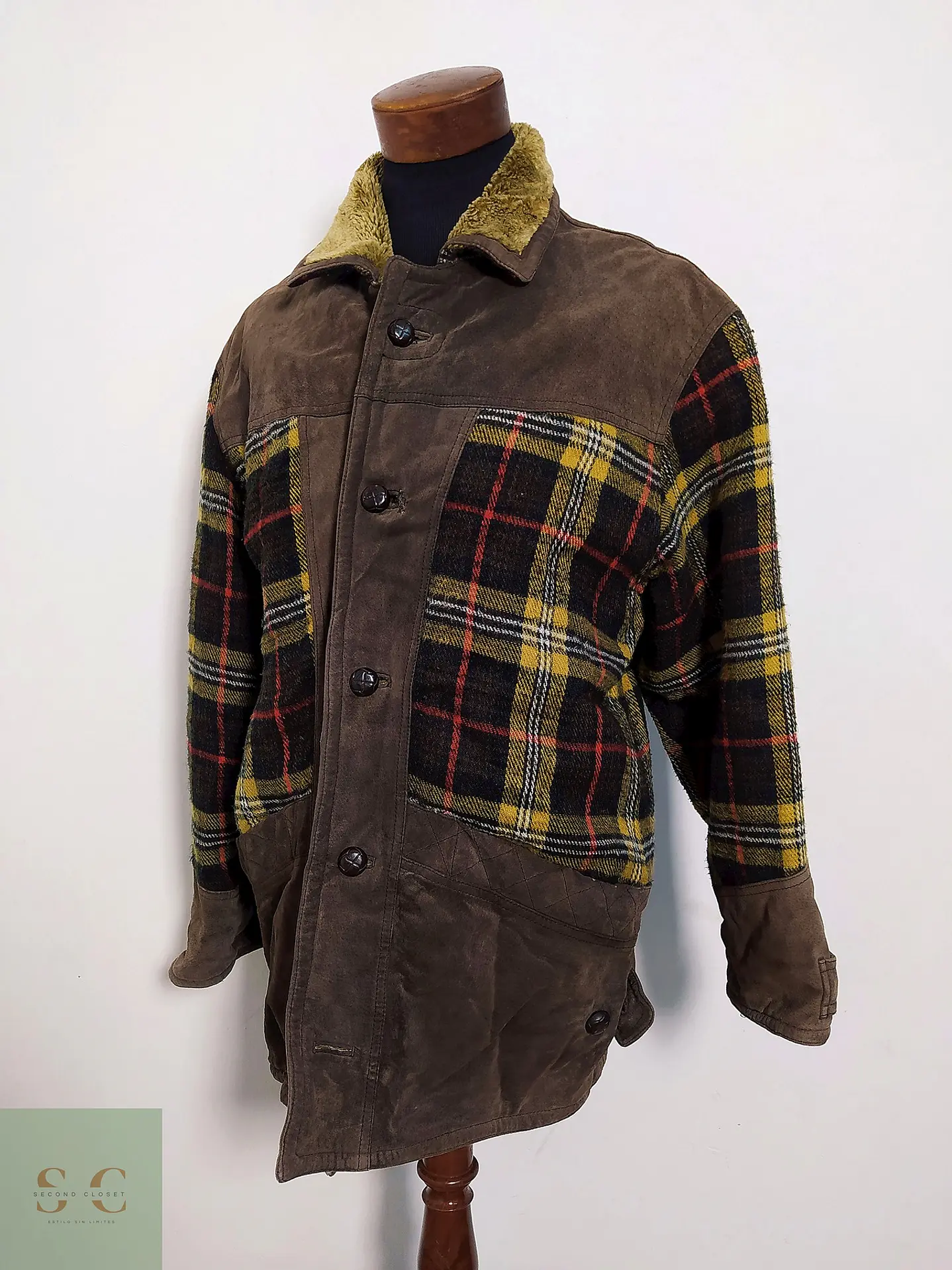 Chaqueta Cuero y Lana Vintage TALLA XL 3