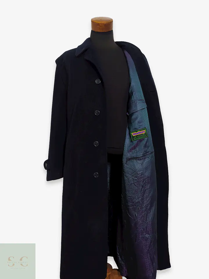 Abrigo Largo Westbury Azul Oscuro – Lana Blend Premium – Talla 2XL 1