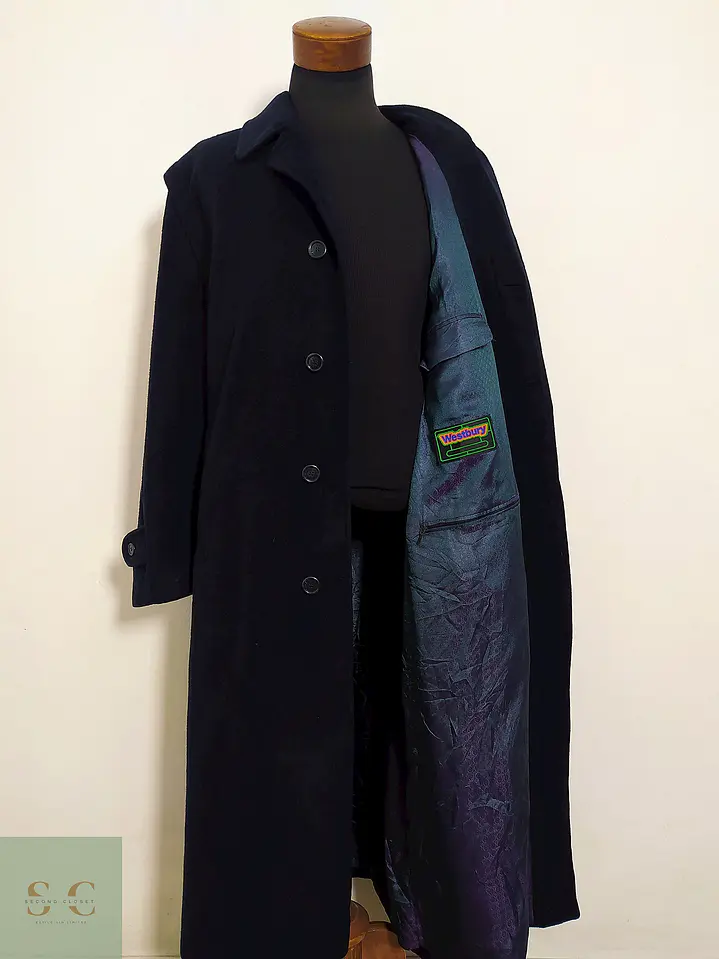 Abrigo Largo Westbury Azul Oscuro – Lana Blend Premium – Talla 2XL 2
