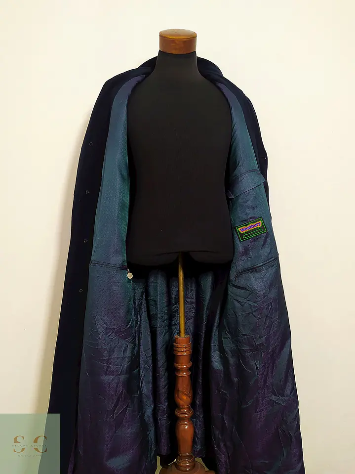 Abrigo Largo Westbury Azul Oscuro – Lana Blend Premium – Talla 2XL 3