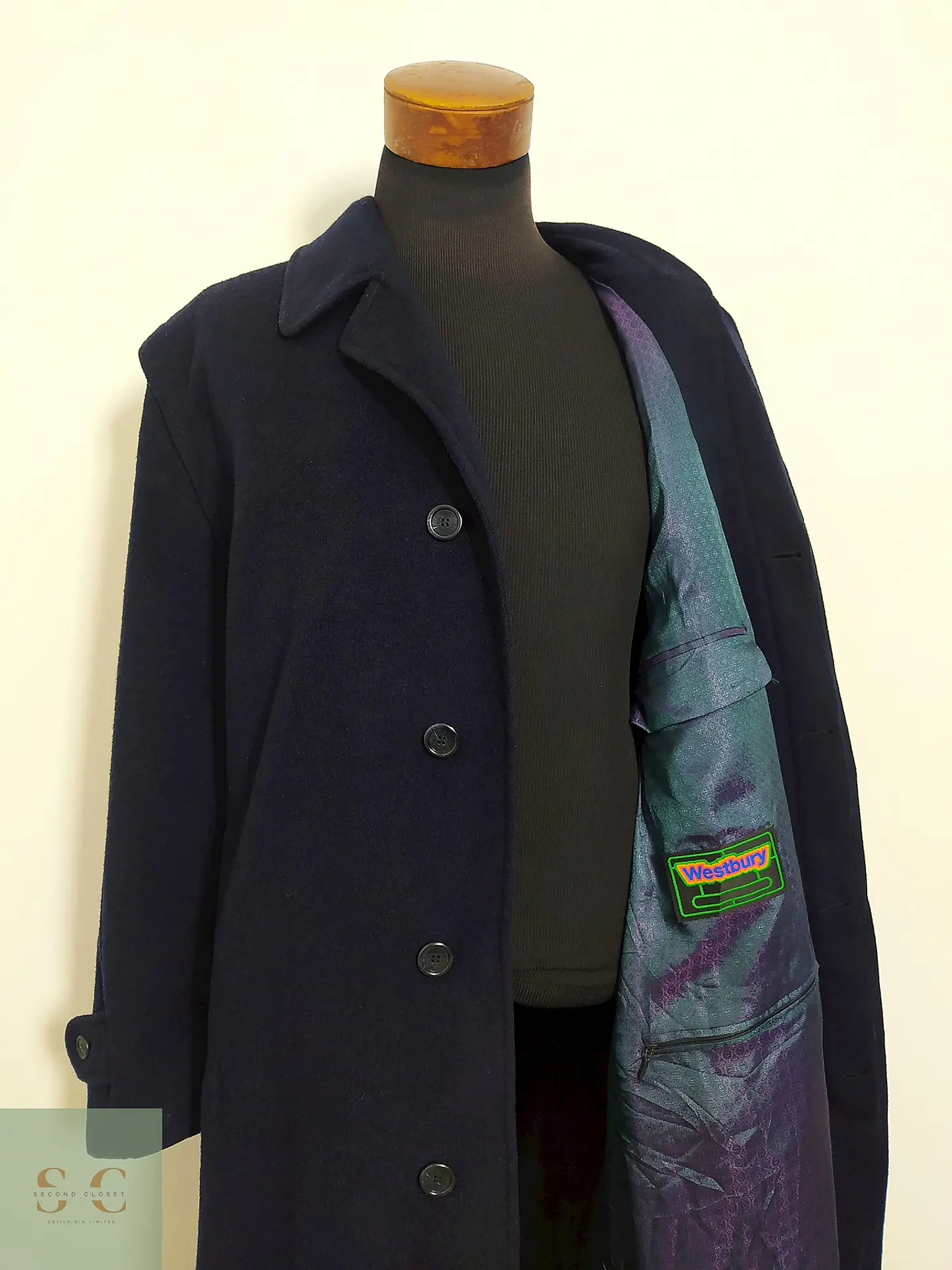 Abrigo Largo Westbury Azul Oscuro – Lana Blend Premium – Talla 2XL 8