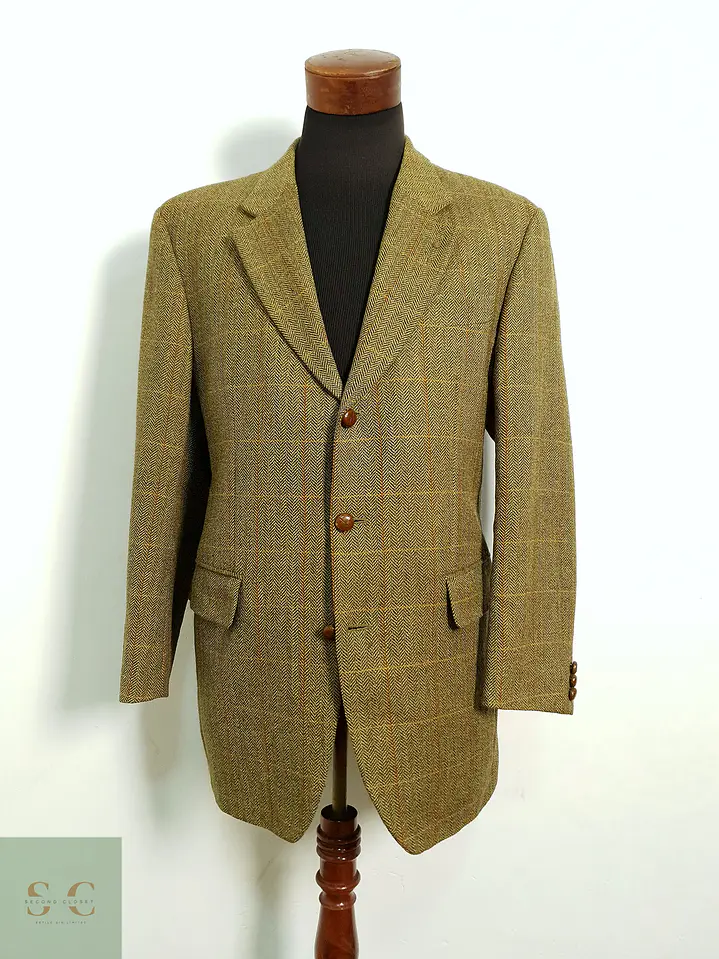 Blazer de Lana Virgen en Tejido Espiga Camel Toyner Talla L/XL 2