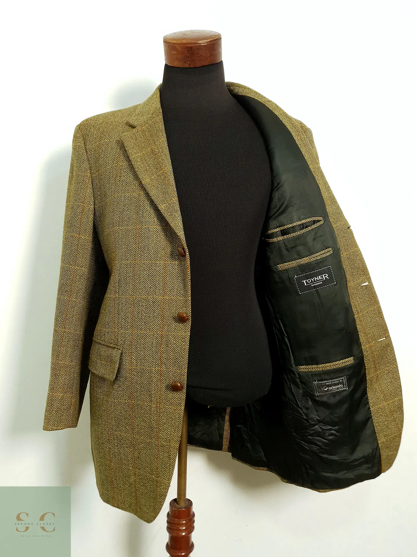 Blazer de Lana Virgen en Tejido Espiga Camel Toyner Talla L/XL 3