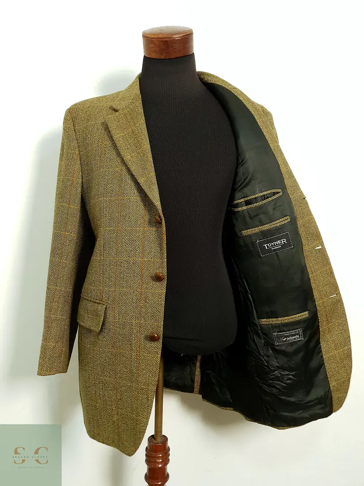 Blazer de Lana Virgen en Tejido Espiga Camel Toyner Talla L/XL 3