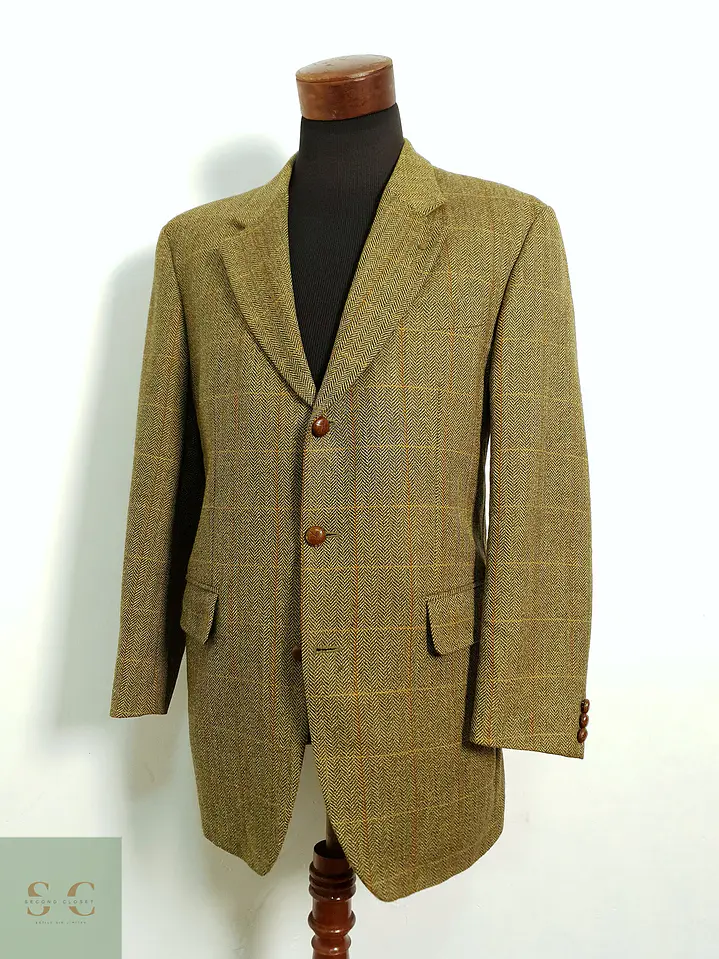 Blazer de Lana Virgen en Tejido Espiga Camel Toyner Talla L/XL 4