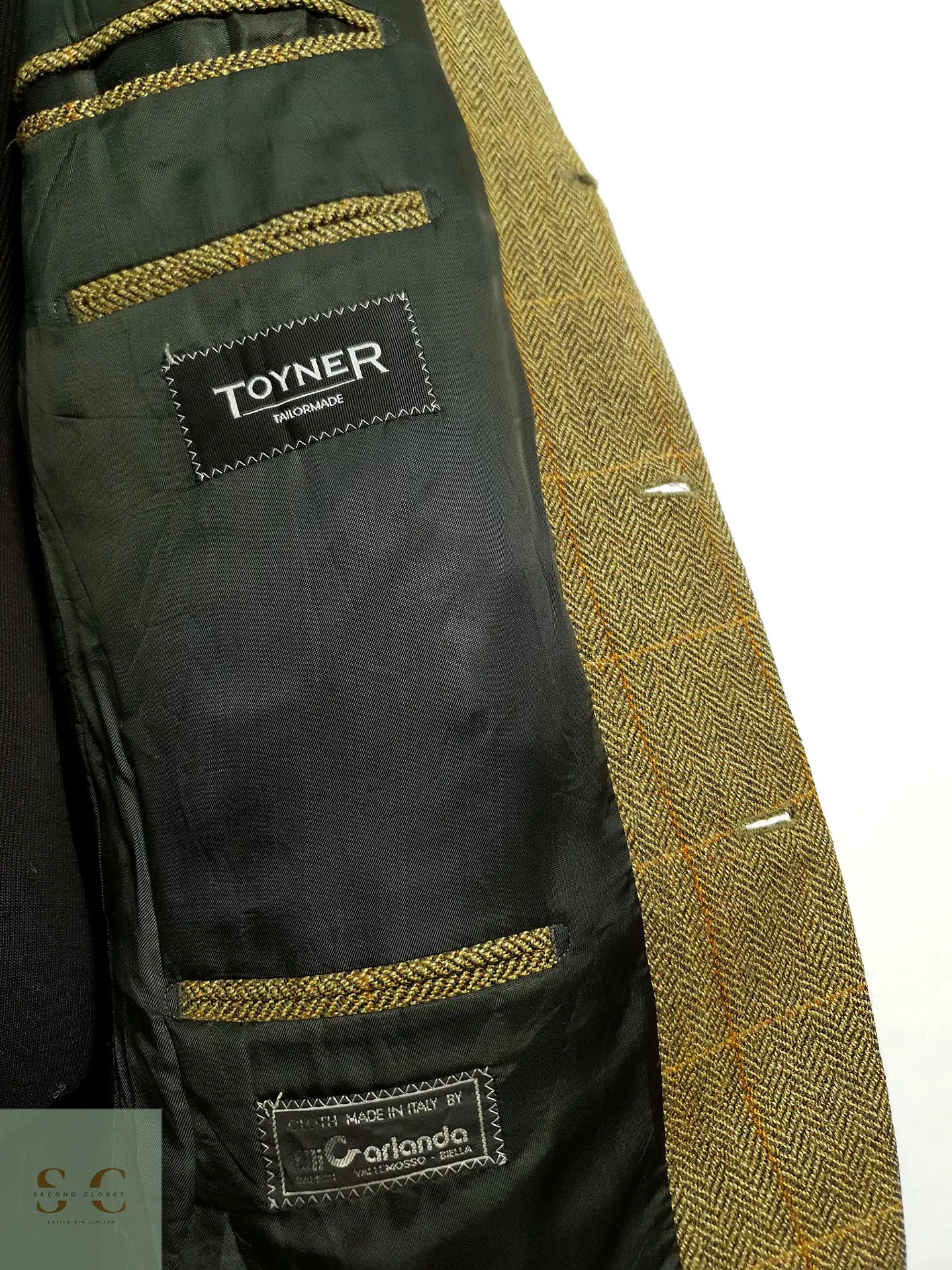Blazer de Lana Virgen en Tejido Espiga Camel Toyner Talla L/XL 9