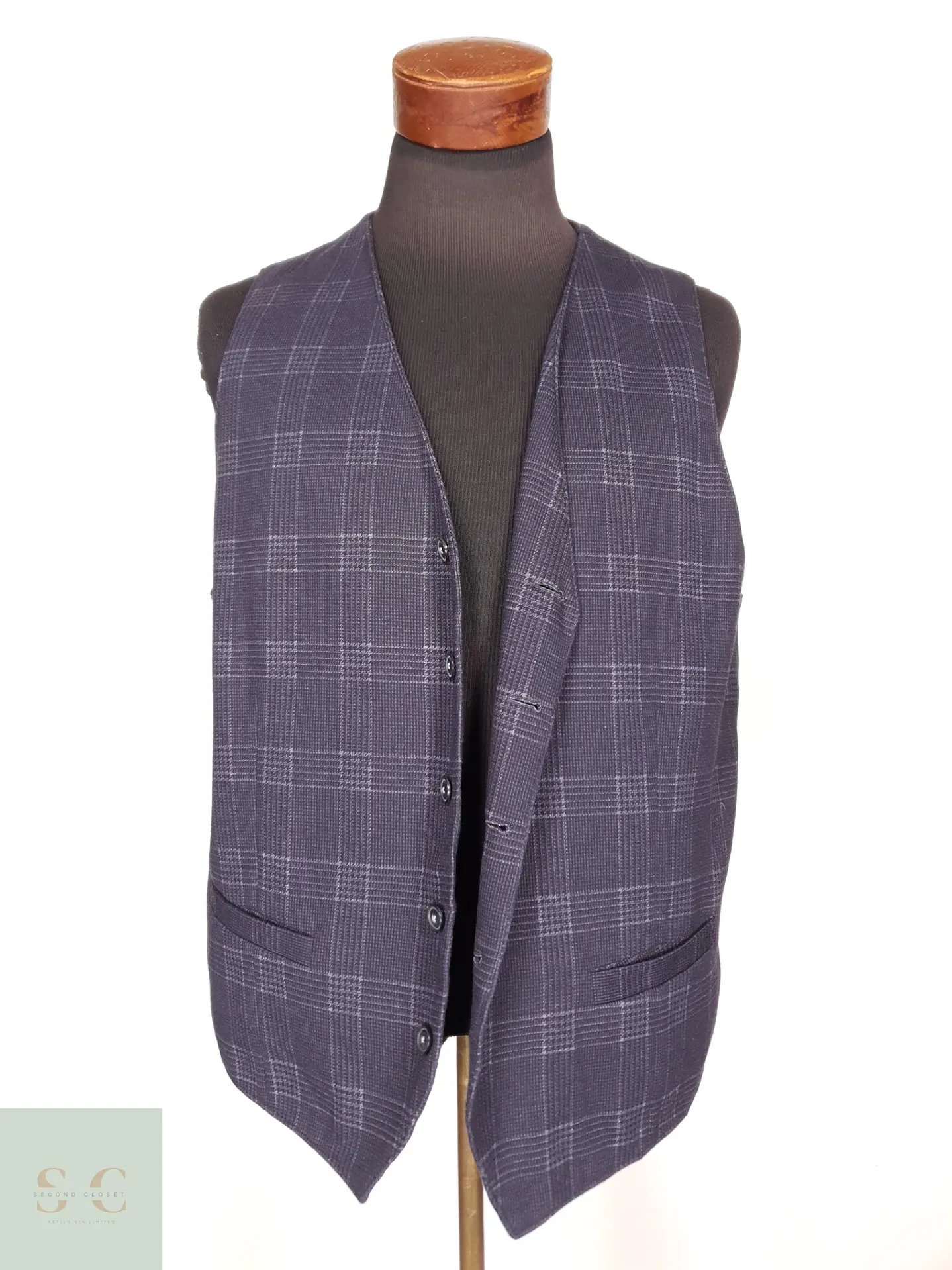 Chaleco Sastre de Algodón a Cuadros Montego Talla LXL 2